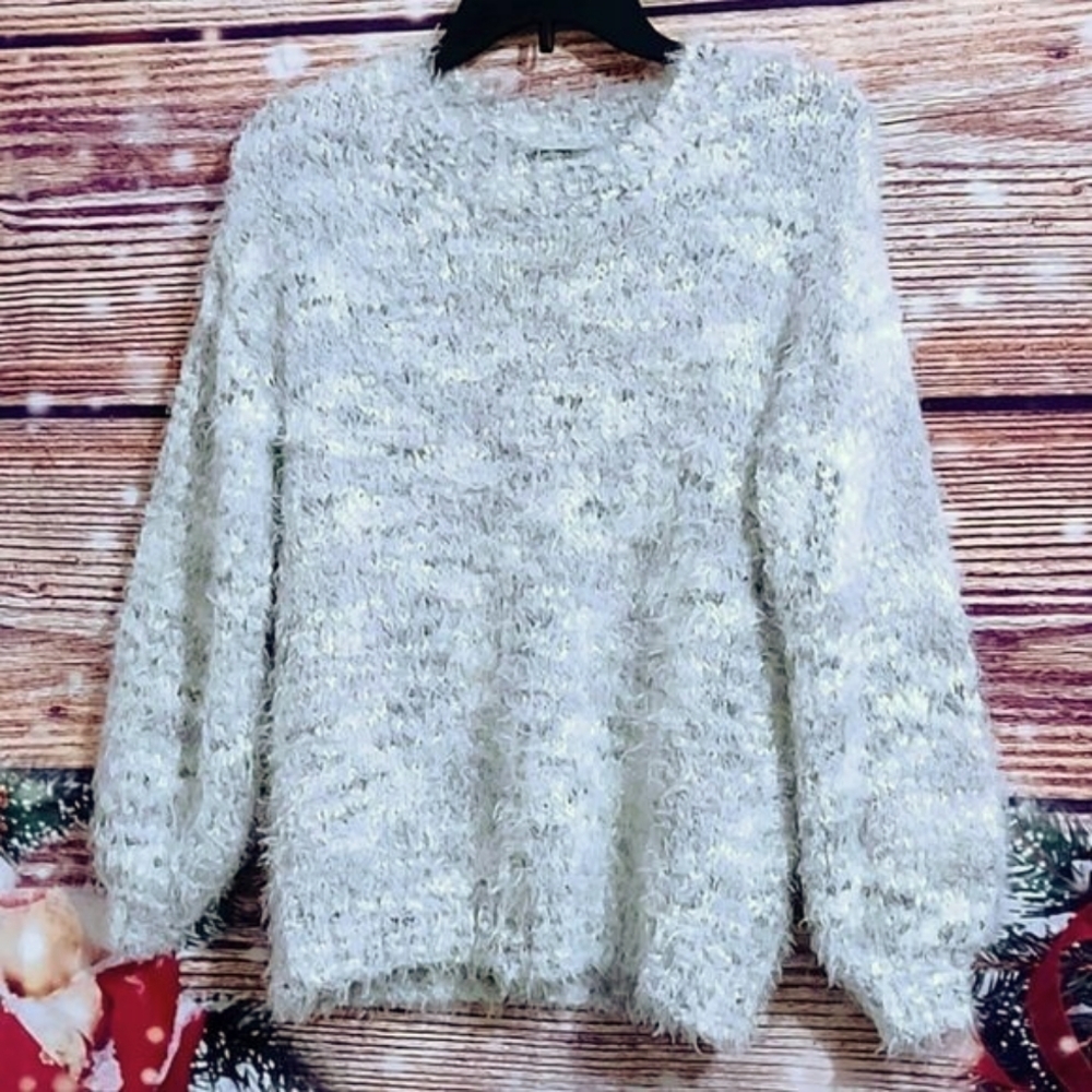 WILD FABLE GRAY AND WHITE HYGGE SOFT COZY SWEATER WOMEN'S L